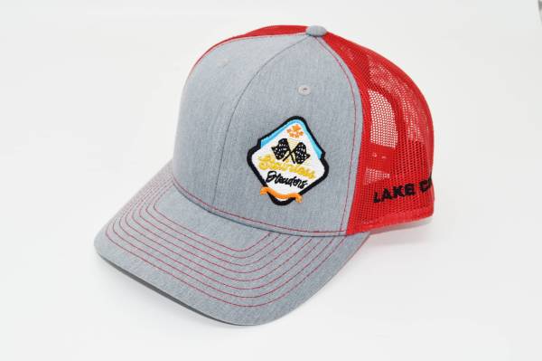 RETRO Stainless Headers Logo Hat- Stitched Grey on Red