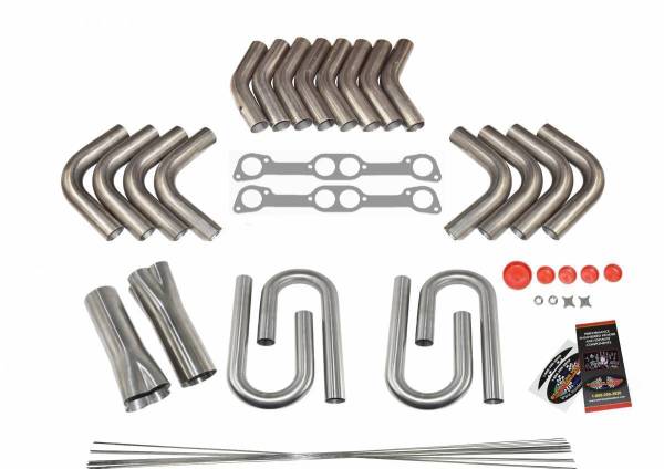 Stainless Headers - Pontiac 400/455 Ram Air II/IV Round Port Custom Fender Exit Header Build Kit