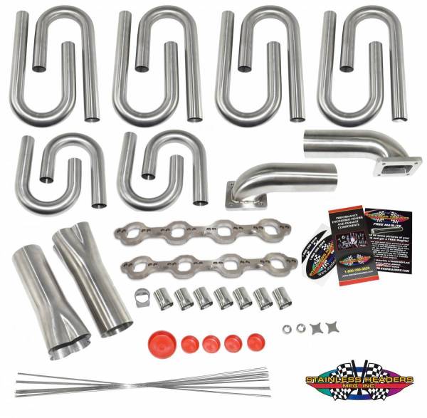 Stainless Headers - Small Block Ford- Windsor Z304 2" & 3" Bolt Space Custom Turbo Header Build Kit