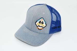 RETRO Stainless Headers Logo Hat- Stitched Grey on Blue