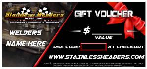 Stainless Headers Mfg., Inc Gift Certificate